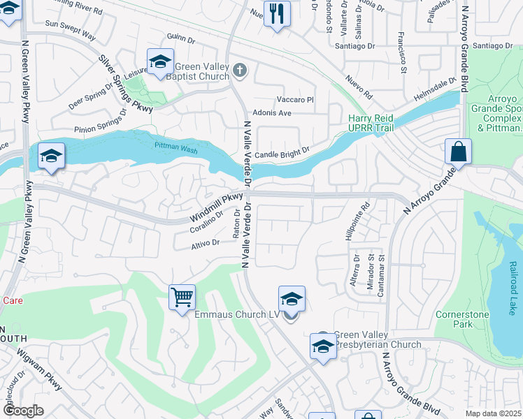 map of restaurants, bars, coffee shops, grocery stores, and more near 1894 Woodhaven Drive in Henderson