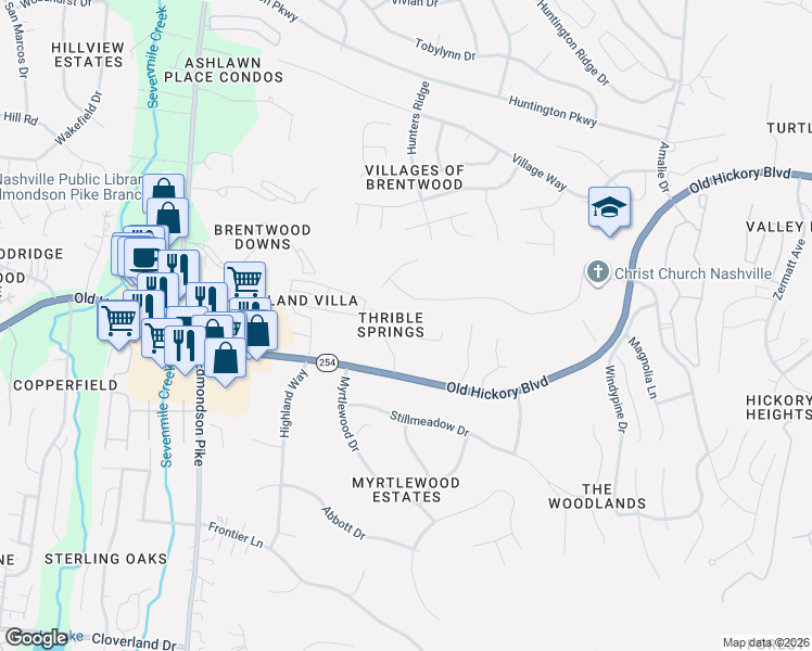 map of restaurants, bars, coffee shops, grocery stores, and more near in Nashville
