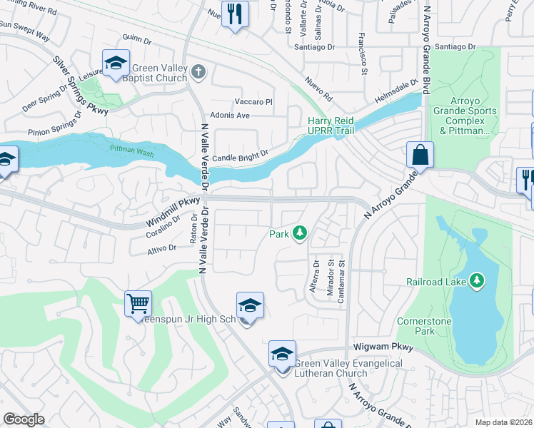 map of restaurants, bars, coffee shops, grocery stores, and more near 1875 Fairfield Terrace in Henderson