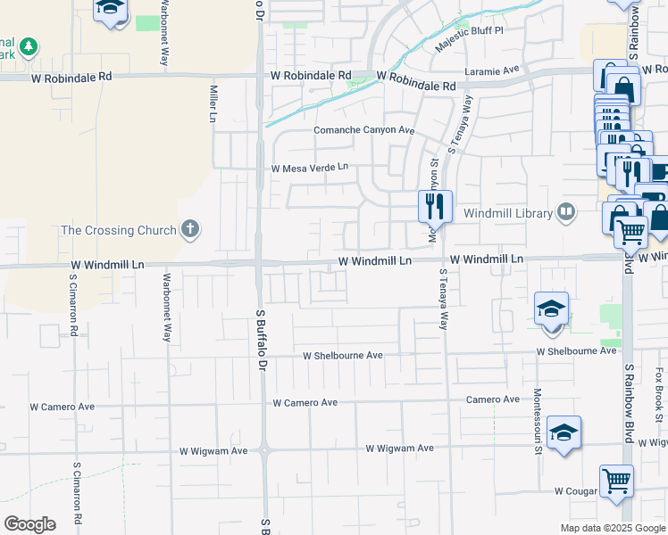 map of restaurants, bars, coffee shops, grocery stores, and more near 8117 Amesbury Canyon Street in Las Vegas