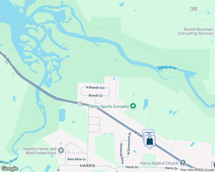 map of restaurants, bars, coffee shops, grocery stores, and more near 2217 North Brandi Avenue in Fayetteville