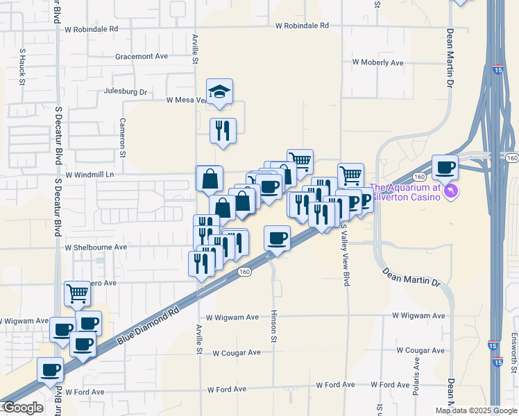 map of restaurants, bars, coffee shops, grocery stores, and more near 4100 Blue Diamond Road in Las Vegas