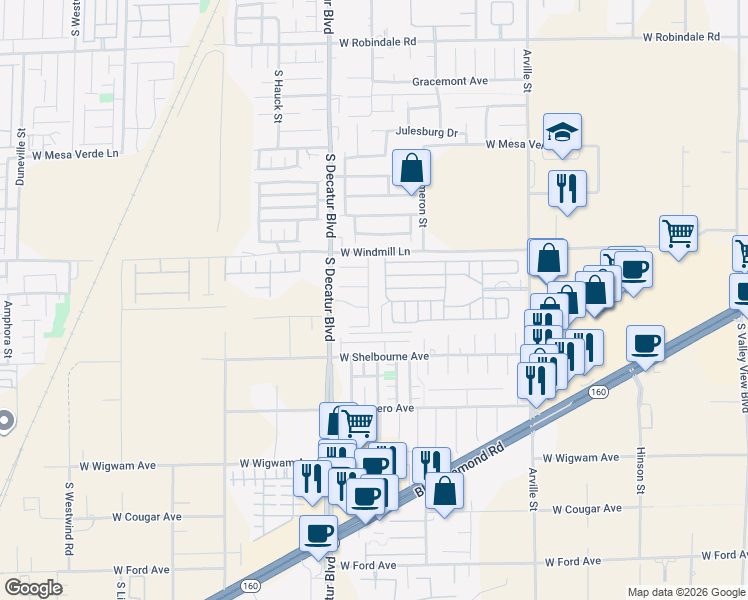 map of restaurants, bars, coffee shops, grocery stores, and more near 8210 Blue Hope Diamond Lane in Las Vegas