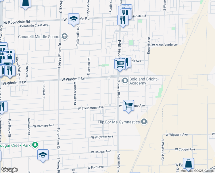 map of restaurants, bars, coffee shops, grocery stores, and more near 8151 Misty Sage Street in Las Vegas
