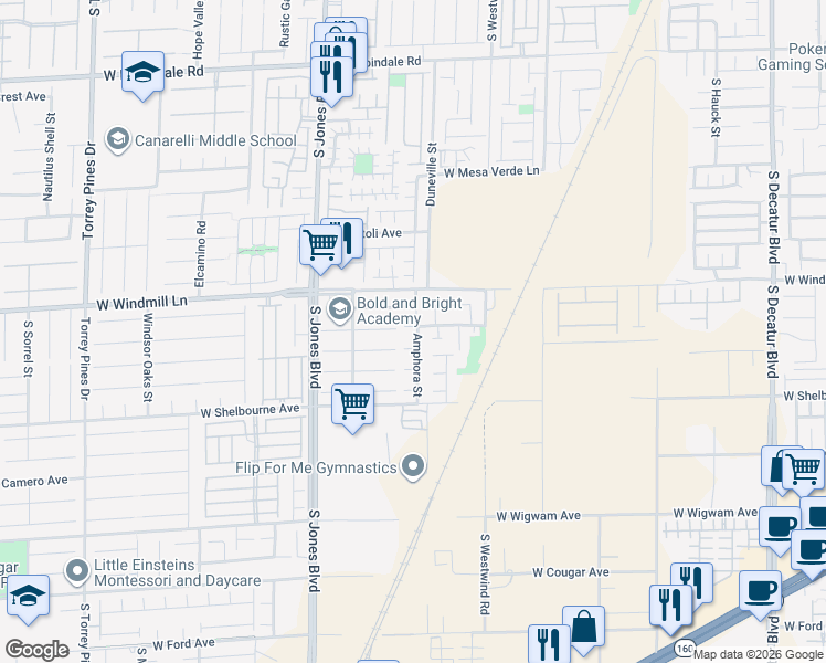 map of restaurants, bars, coffee shops, grocery stores, and more near 8161 Amphora Street in Las Vegas