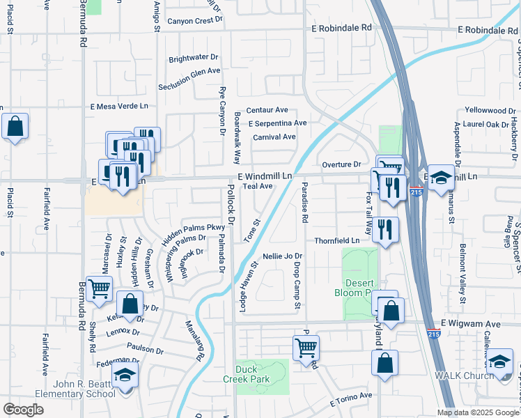 map of restaurants, bars, coffee shops, grocery stores, and more near 8184 Tone Street in Las Vegas