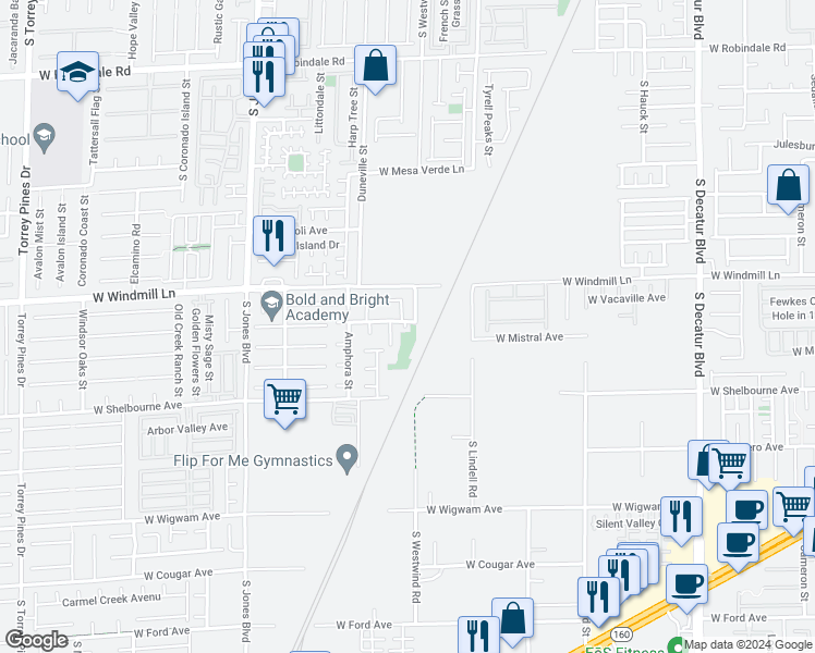 map of restaurants, bars, coffee shops, grocery stores, and more near 5659 Rose Tiara Drive in Las Vegas