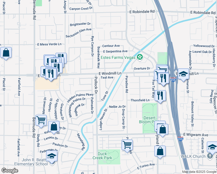 map of restaurants, bars, coffee shops, grocery stores, and more near 8184 Tone Street in Las Vegas