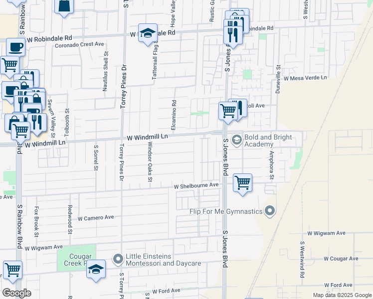 map of restaurants, bars, coffee shops, grocery stores, and more near 6226 Mount Palomar Avenue in Las Vegas