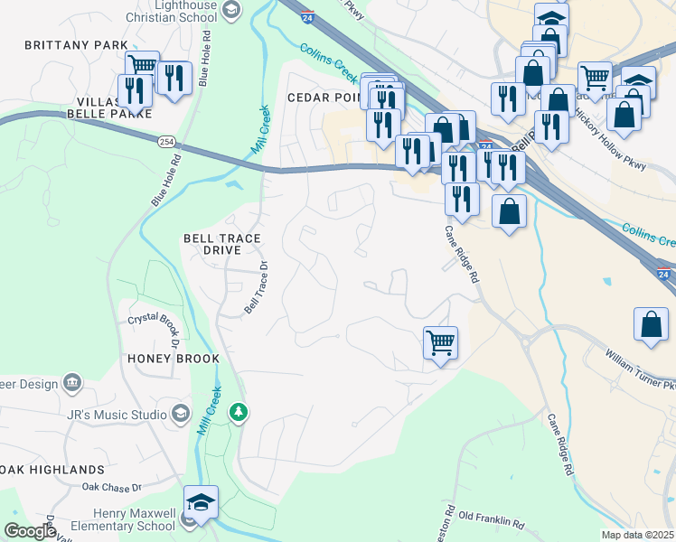 map of restaurants, bars, coffee shops, grocery stores, and more near 716 Arbor Knoll Boulevard in Nashville