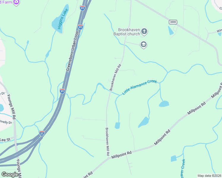 map of restaurants, bars, coffee shops, grocery stores, and more near 1708 Brookhaven Mill Road in Greensboro