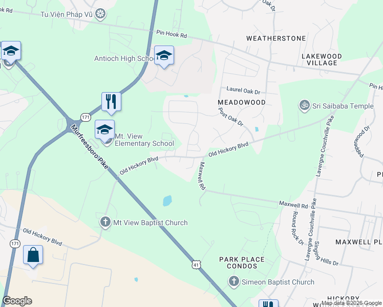 map of restaurants, bars, coffee shops, grocery stores, and more near 12433 Old Hickory Boulevard in Nashville