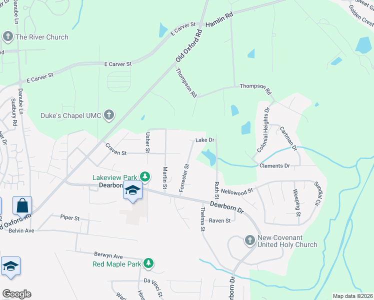 map of restaurants, bars, coffee shops, grocery stores, and more near 3037 Forrester Street in Durham