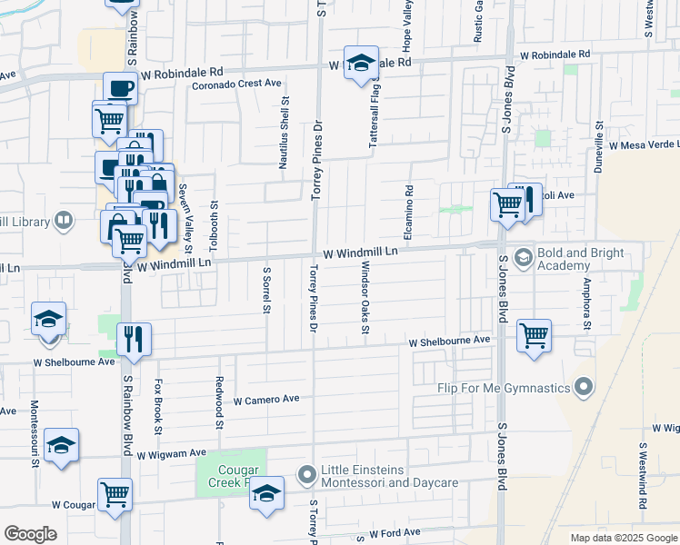 map of restaurants, bars, coffee shops, grocery stores, and more near 6453 Mount Eden Avenue in Las Vegas
