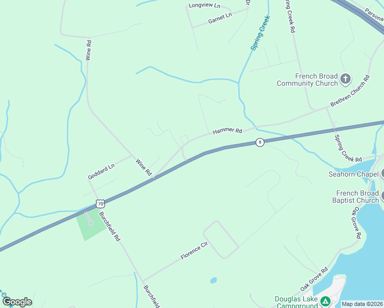 map of restaurants, bars, coffee shops, grocery stores, and more near 1065 State Highway 9 in Dandridge