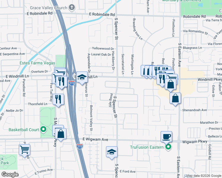map of restaurants, bars, coffee shops, grocery stores, and more near 1741 Horizon Sunset Drive in Las Vegas