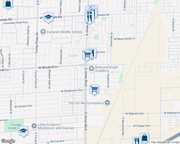 map of restaurants, bars, coffee shops, grocery stores, and more near 6056 Atlantis Dream Avenue in Las Vegas