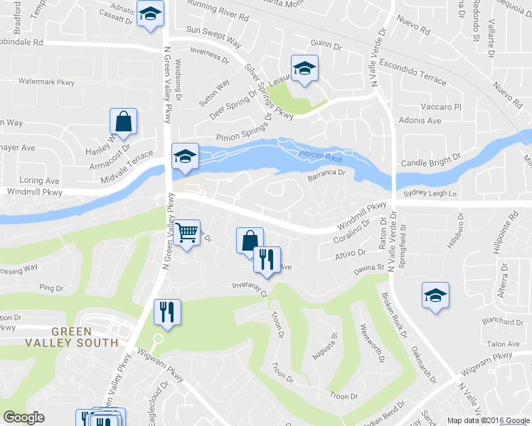 map of restaurants, bars, coffee shops, grocery stores, and more near 2087 Angel Falls Drive in Henderson