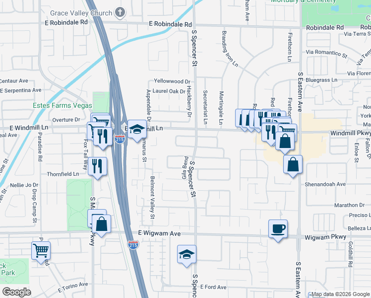 map of restaurants, bars, coffee shops, grocery stores, and more near 8208 Gila Bend in Las Vegas