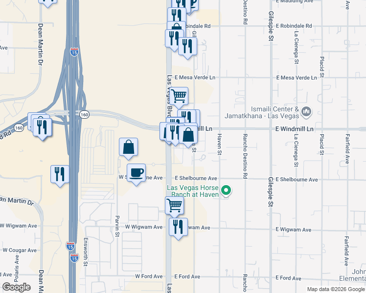 map of restaurants, bars, coffee shops, grocery stores, and more near 8168 South Las Vegas Boulevard in Las Vegas