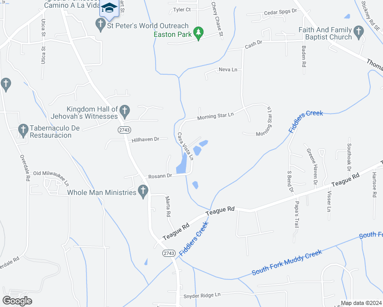 map of restaurants, bars, coffee shops, grocery stores, and more near 3849 Casa Vista Lane in Winston-Salem