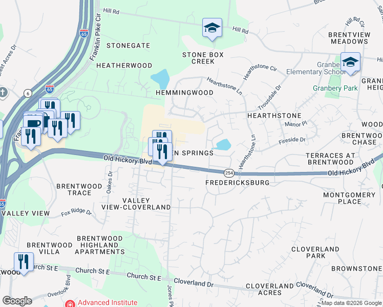 map of restaurants, bars, coffee shops, grocery stores, and more near in Nashville