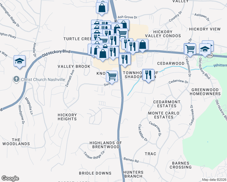 map of restaurants, bars, coffee shops, grocery stores, and more near 5833 Nolensville Pike in Nashville