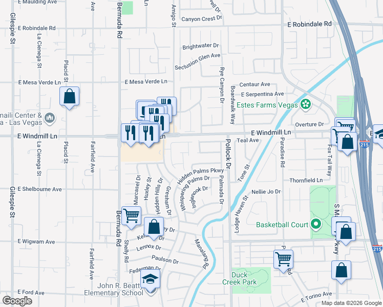 map of restaurants, bars, coffee shops, grocery stores, and more near 8212 Skycrest Drive in Las Vegas