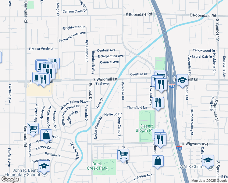map of restaurants, bars, coffee shops, grocery stores, and more near 8157 Creek Water Lane in Las Vegas