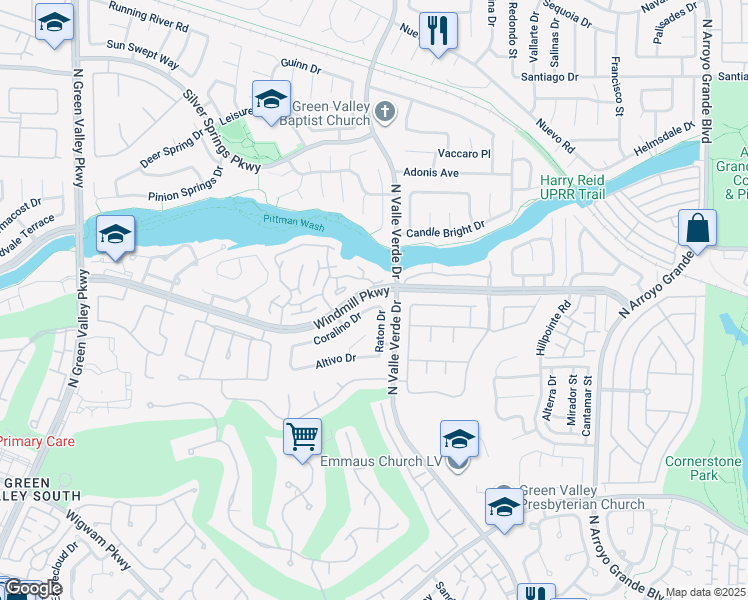 map of restaurants, bars, coffee shops, grocery stores, and more near 1904 Coralino Drive in Henderson