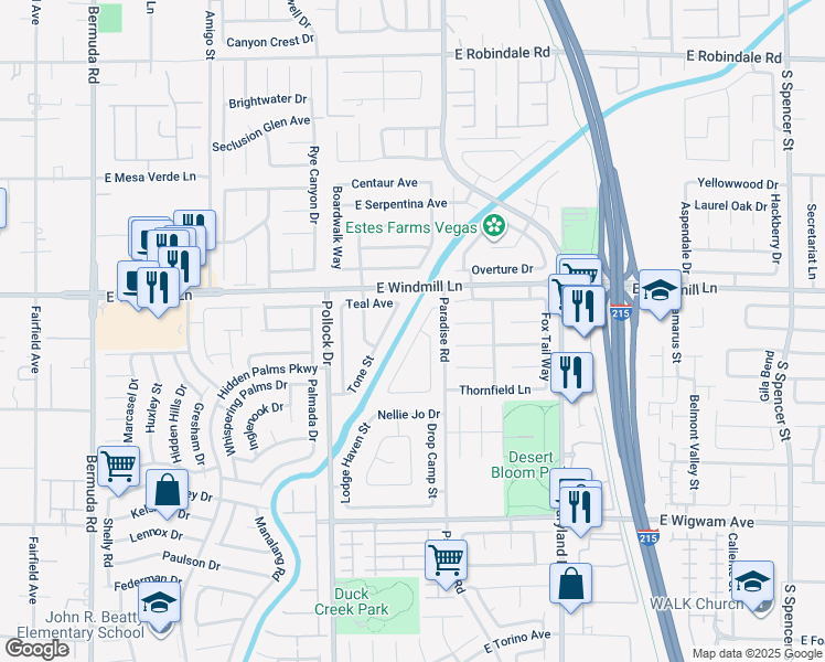 map of restaurants, bars, coffee shops, grocery stores, and more near 8157 Creek Water Lane in Las Vegas