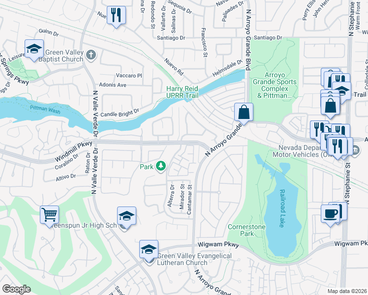 map of restaurants, bars, coffee shops, grocery stores, and more near 1851 Hillpointe Road in Henderson