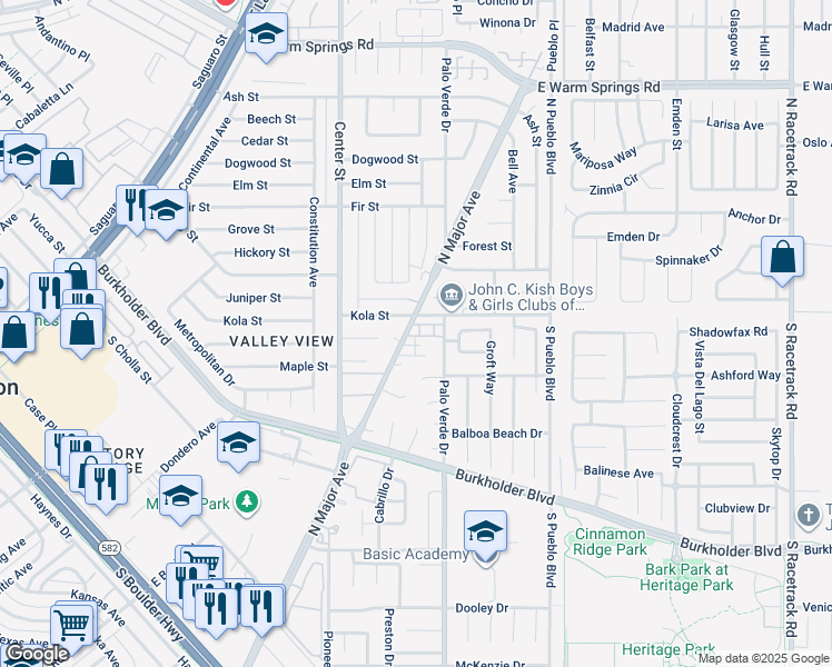 map of restaurants, bars, coffee shops, grocery stores, and more near 811 Joyce Street in Henderson