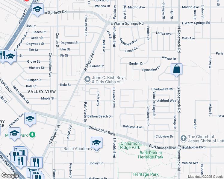 map of restaurants, bars, coffee shops, grocery stores, and more near 805 Airy Hill Street in Henderson