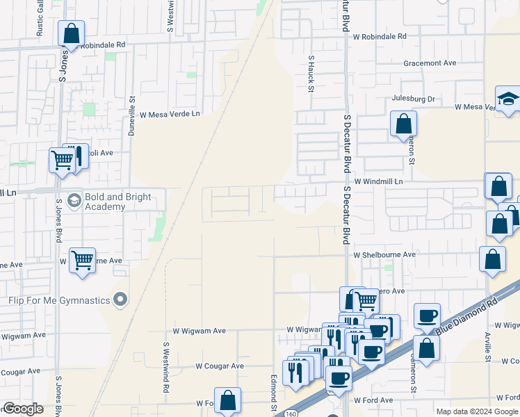 map of restaurants, bars, coffee shops, grocery stores, and more near 8170 Inhibition Court in Las Vegas