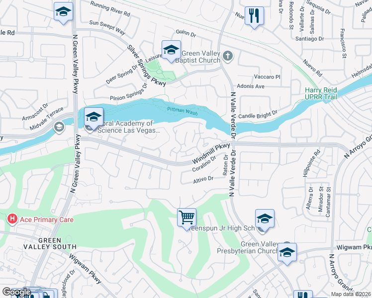 map of restaurants, bars, coffee shops, grocery stores, and more near 1967 Moyer Drive in Henderson