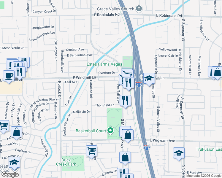 map of restaurants, bars, coffee shops, grocery stores, and more near 8222 Beaverbrook Way in Las Vegas