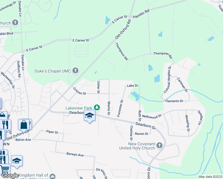 map of restaurants, bars, coffee shops, grocery stores, and more near 706 Martin Street in Durham