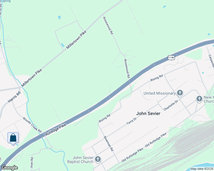 map of restaurants, bars, coffee shops, grocery stores, and more near 6501 Rutledge Pike in Knoxville