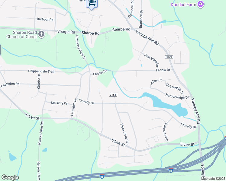 map of restaurants, bars, coffee shops, grocery stores, and more near 4210 Farlow Drive in Greensboro
