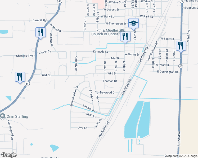 map of restaurants, bars, coffee shops, grocery stores, and more near 915 Wirt Street in Paragould