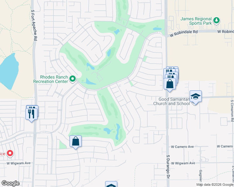map of restaurants, bars, coffee shops, grocery stores, and more near 95 Myrtle Springs Court in Las Vegas