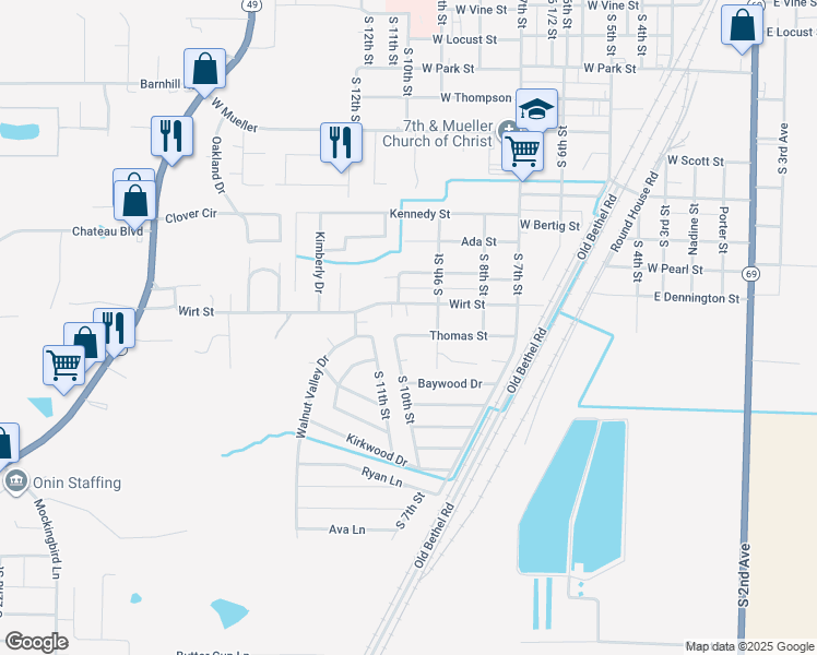 map of restaurants, bars, coffee shops, grocery stores, and more near 915 Wirt Street in Paragould