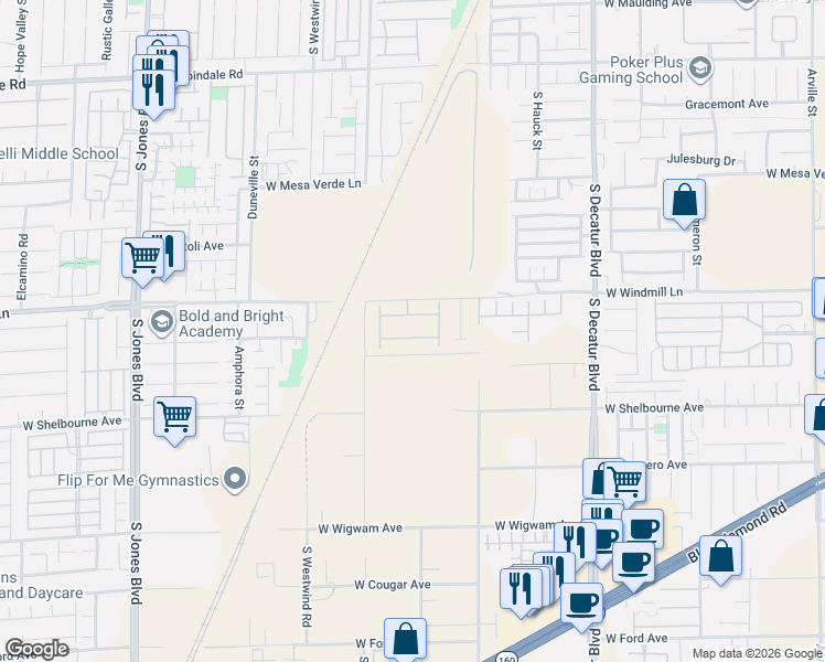 map of restaurants, bars, coffee shops, grocery stores, and more near 5374 Tierra Faith Avenue in Las Vegas