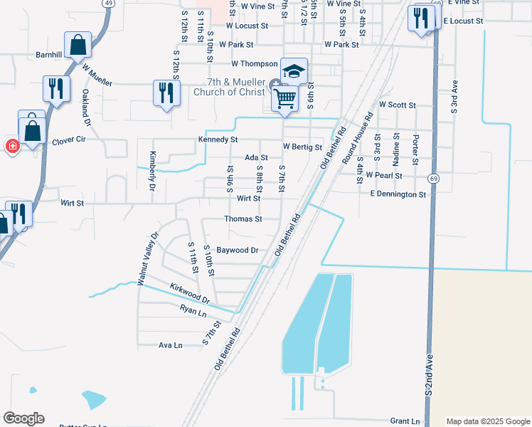 map of restaurants, bars, coffee shops, grocery stores, and more near 1512 South 7th Street in Paragould