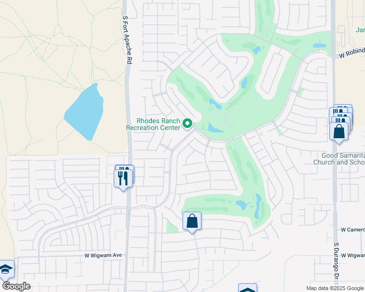 map of restaurants, bars, coffee shops, grocery stores, and more near 375 Center Green Drive in Las Vegas