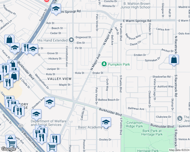 map of restaurants, bars, coffee shops, grocery stores, and more near 814 Tracey Street in Henderson