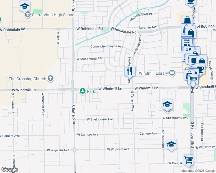 map of restaurants, bars, coffee shops, grocery stores, and more near 8056 Everett Basin court in Las Vegas