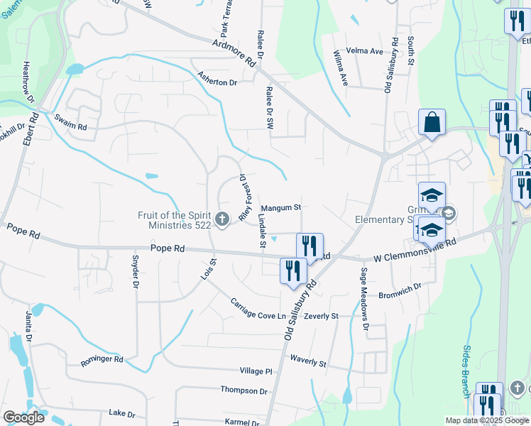 map of restaurants, bars, coffee shops, grocery stores, and more near 2100 Lindale Street in Winston-Salem