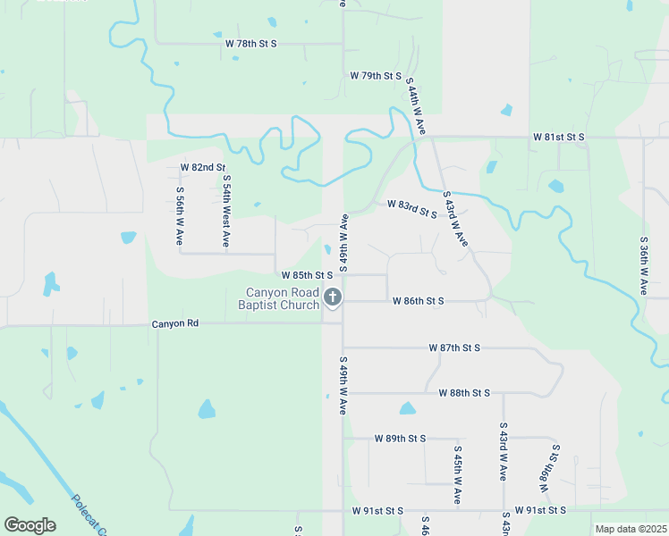 map of restaurants, bars, coffee shops, grocery stores, and more near 8420 South 49th West Avenue in Tulsa